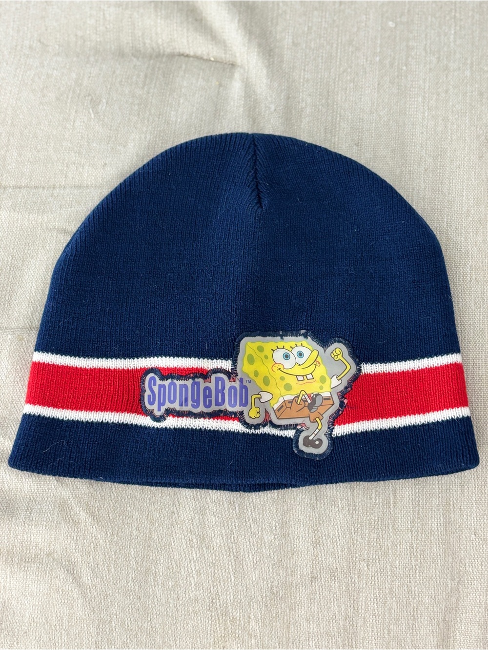 SpongeBob Squarepants Navy Blue Beanie with Red & White Stripe